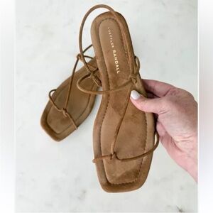 NEW LOEFFLER RANDALL  eleanor strappy flat sandal in brown Size 7